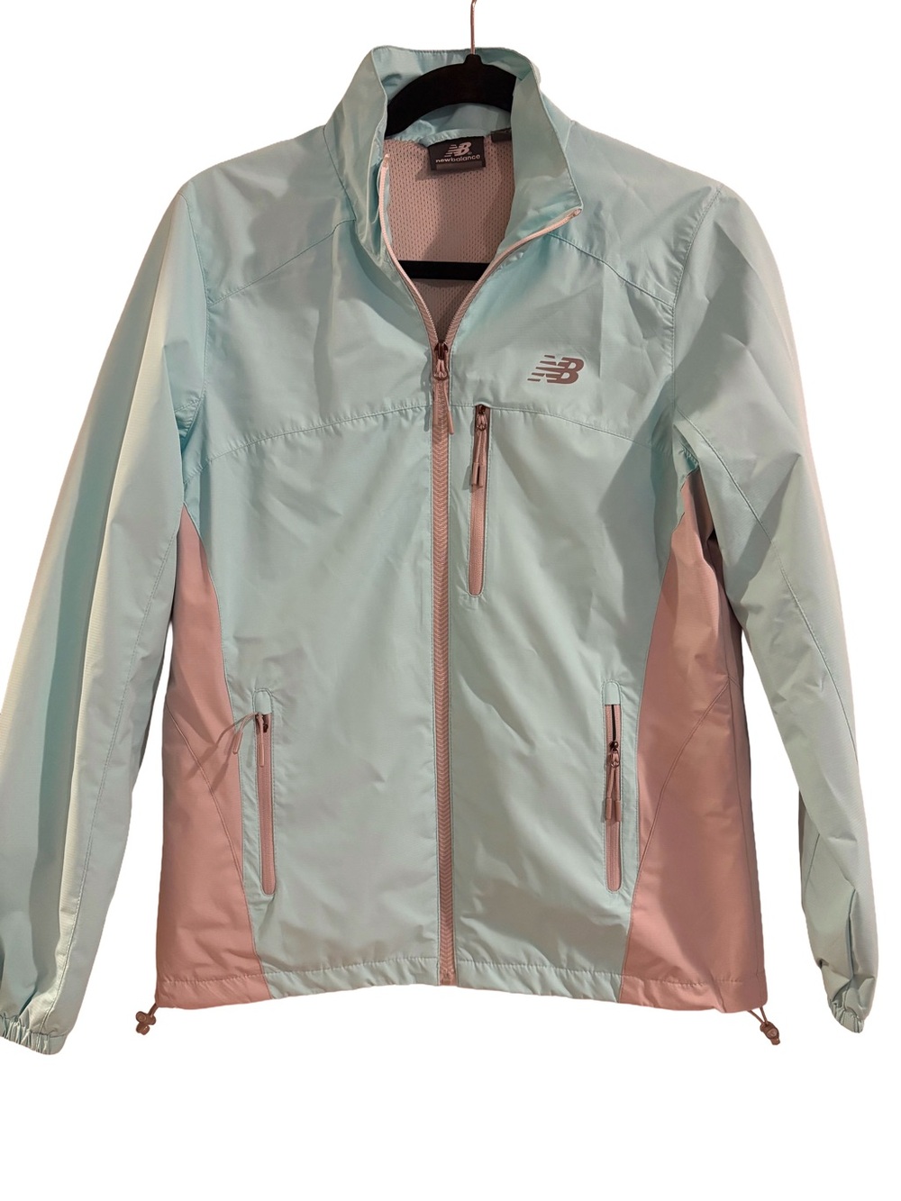 Women’s New Balance Light Teal and Gray Windbreaker Jacket, Size M
